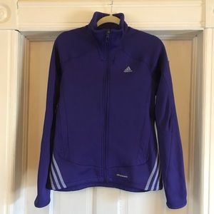 Adidas purple fleece-lined Climawarm zip up jacket